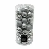 Kerstballen Mix Plastic Zilver 100st - thumbnail