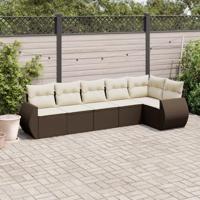 6-delige Loungeset met kussens poly rattan bruin - thumbnail