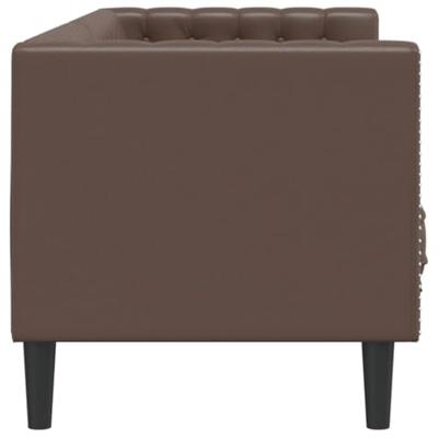 Driezitsbank Chesterfield-stijl kunstleer bruin