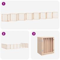 Hondenhek inklapbaar met deur 15 panelen 750 cm populierenhout - thumbnail