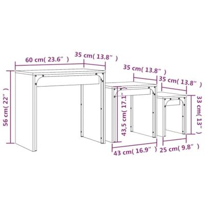 3-delige Tafeltjesset bewerkt hout sonoma eikenkleurig