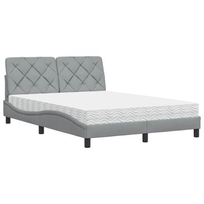 Bed met matras stof lichtgrijs 140x200 cm - thumbnail