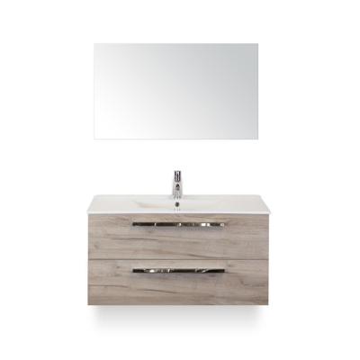 Seville Badmeubelset 100 cm - Craft Oak - Keramische Wastafel Wit Enjoy - met Spiegel