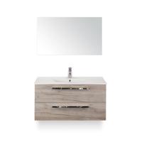 Seville Badmeubelset 100 cm - Craft Oak - Keramische Wastafel Wit Enjoy - met Spiegel - thumbnail