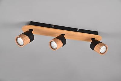 Trio Plafondlamp hout met zwartAruni 3-lichts - 801100332