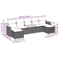 7-delige Loungeset met kussens poly rattan grijs - thumbnail