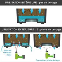 Vierkante bloempot - EDA - Volcania Up - 21 L - Binnen/buiten - Steenlook - 29,5 x 29,5 x H 29,5 cm - Antracietgrijs - thumbnail