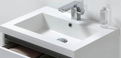 Wastafel Sanilux Trendline 60x47x5 cm Mineraalmarmer 1 Kraangat Wit