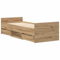 Bedframe zonder matras spaanplaat artisanaal eikenkleurig - thumbnail