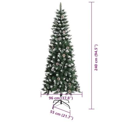 Kunstkerstboom met 300 LED Groen 240 cm PVC en Plastic en Staal Kunstkerstboom met 300 LED Groen 240 cm PVC en Plastic en Staal