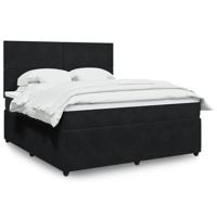 Boxspring met matras fluweel zwart 180x200 cm - thumbnail