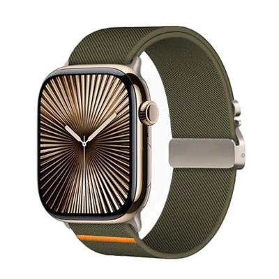 By Qubix - Nylon bandje met Parachute sluiting - Donkergroen - Compatible met Apple Watch 38mm / 40mm / 41mm / 42mm - Compatible Apple watch bandjes