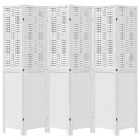 Kamerscherm met 6 panelen massief paulowniahout wit - thumbnail