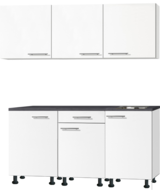 Keukenblok 110cm Houtnerf met inbouw koelkast en rvs spoelbak RAI-435