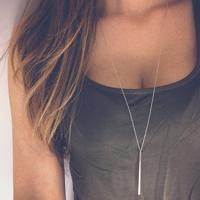 Vrouwen eenvoudige ketting choker trui ketting (zilver) - thumbnail