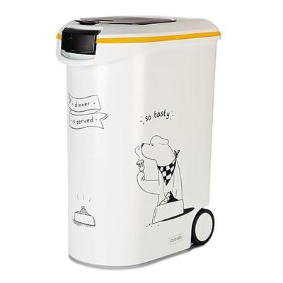 CURVER Droogvoerbak 54 L / 20 kg - Diner huisdieren - Wit - 49,3 x 27,8 x 60,5 cm - Voor honden