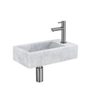 Saniclass Fuente fonteinset - 40x22 - 1 kraangat - rechts - marmer - fonteinkraan gunmetal - wit SW696237/SW696207/SW696217/SW728223 - thumbnail