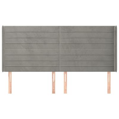 Hoofdbord met randen 163x16x118/128 cm fluweel lichtgrijs - thumbnail