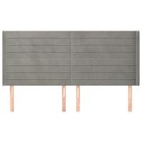 Hoofdbord met randen 183x16x118/128 cm fluweel lichtgrijs - thumbnail