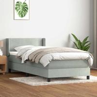 Boxspring met matras fluweel lichtgrijs 90x210 cm - thumbnail