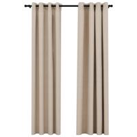 VidaXL Gordijnen linnen-look verduisterend ogen 2 st 140x225 cm beige - thumbnail