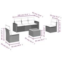 6-delige Loungeset met kussens poly rattan zwart - thumbnail