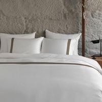 Dommelin Dommelin Dekbedovertrek Listra Satijn 300TC Wit-Nootmuskaat 260x200/220 cm - thumbnail