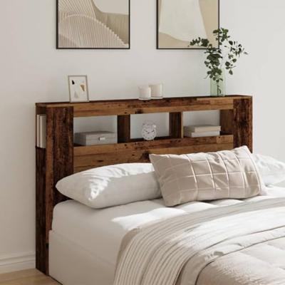Hoofdeinde met LED 160x18,5x103,5 cm bewerkt hout oud hout