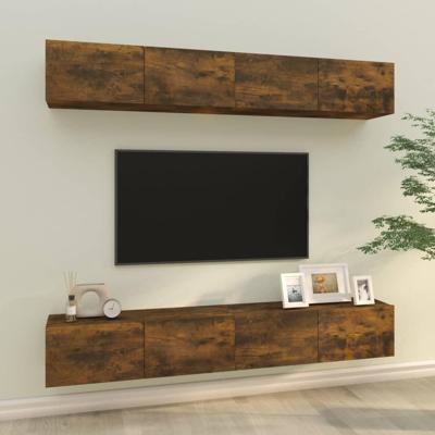 Tv-wandmeubels 4 st 100x30x30 cm gerookt eiken - thumbnail