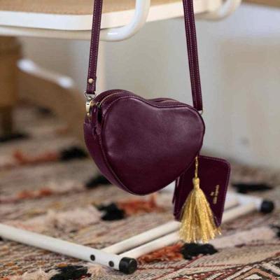 Leren hartvormige tas bordeaux - MŌSZ Love