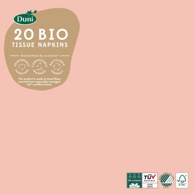 Duni 3-laags tissue servet 33x33cm zachtroze 20 stuks