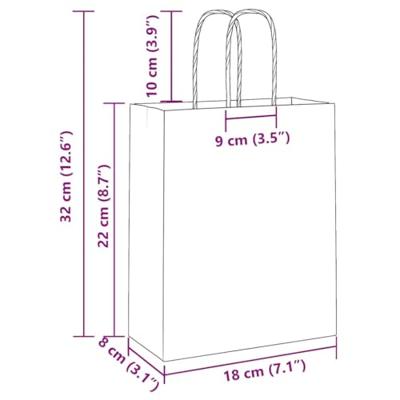 VidaXL Papieren zakken 250 st met hengsels 18x8x22 cm geel
