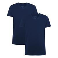 2-pak heren T-shirts V-hals - Velo - Bamboe heren ondershirts korte mouwen - Donkerblauw - Groen - Wit - Zwart - thumbnail