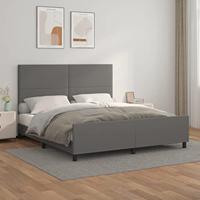Bedframe met hoofdbord kunstleer grijs 160x200 cm - thumbnail