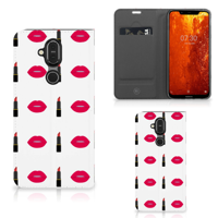 Nokia 8.1 Hoesje met Magneet Lipstick Kiss - thumbnail