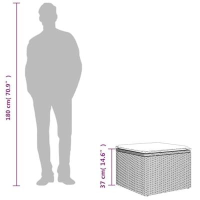 Tuinkruk met kussen 55x55x37 cm poly rattan bruin