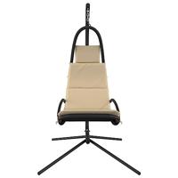 Schommelstoel met kussen Oxford-stof en staal crèmekleurig - thumbnail