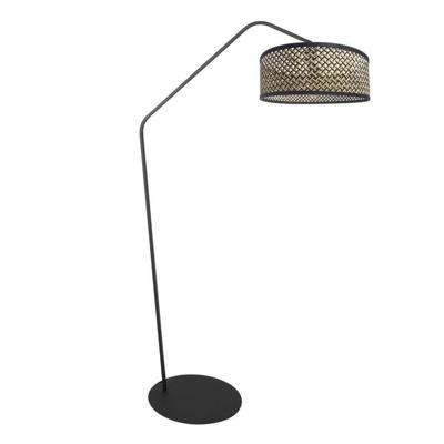Steinhauer VloerlampZig-Zag zwart met rotan kap Ø 40cm - 4238ZW
