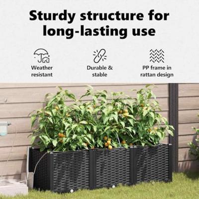VidaXL Tuin bloempot 3 pcs zwart staal