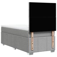 Boxspring met matras stof lichtgrijs 90x200 cm - thumbnail