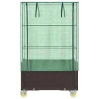 VidaXL Plantenbak verhoogd met hoes en wielen 80x50x182 cm rattanlook - thumbnail