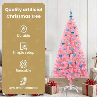 VidaXL Kerstboom met 150 led met standaard roze 150 cm pvc