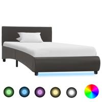 VidaXL Bedframe met led kunstleer grijs 100x200 cm - thumbnail