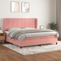 Boxspring met matras fluweel roze 200x200 cm - thumbnail