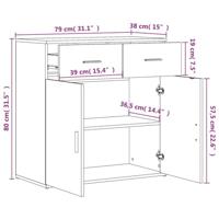 Dressoirs 2 st 79x38x80 cm bewerkt hout sonoma eikenkleurig - thumbnail