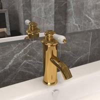 VidaXL Wastafelkraan 130x180 mm goudkleurig - thumbnail