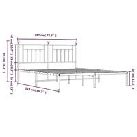 Bedframe met hoofdbord metaal zwart 183x213 cm - thumbnail