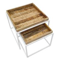 SVJ Bijzettafel - 54x54x46 cm - Metaal - Wit - Set van 2 - thumbnail