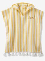 Personaliseerbare gestreepte badponcho voor kinderen geel, gestreept - thumbnail