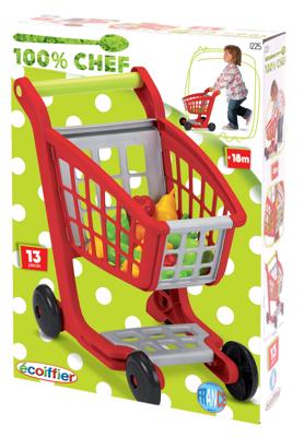 Ecoiffier 100% chef winkelwagen met boodschappen - thumbnail